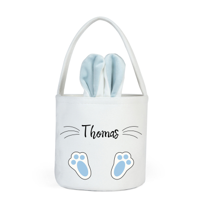 Personalised Bunny Tote Bag Custom Name Bunny Basket Bucket Bag Easter Gifts-Jessemade AU