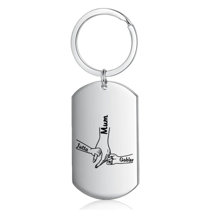 3 Names - Personalised Name Keychain Holding Hands Keychain Mother's Day Gifts For Grandma/Mother-Jessemade AU