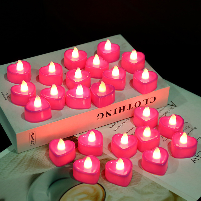 1 Piece Red Electronic Candle Heart-Shaped Night Light LED Romantic Decorations-Jessemade AU