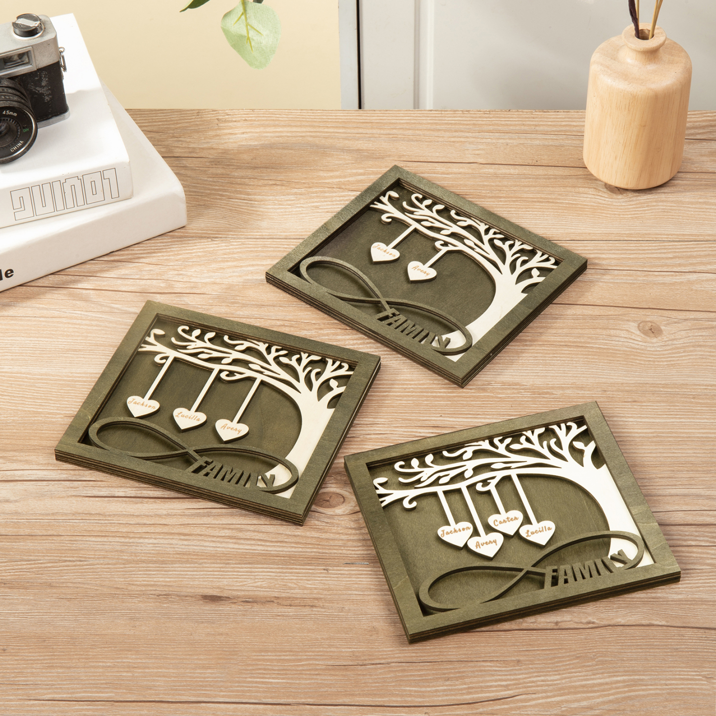 Custom Family Tree Sign with 4 Names Wooden Keepsake Gifts-Jessemade AU