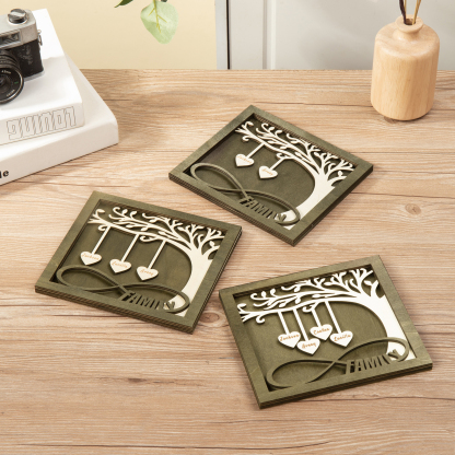 Custom Family Tree Sign with 4 Names Wooden Keepsake Gifts-Jessemade AU