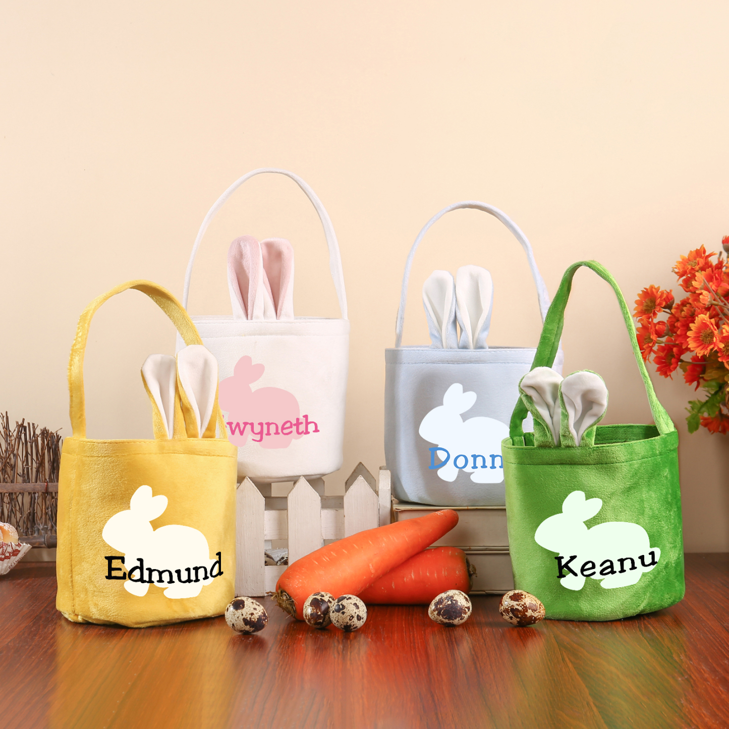 Personalised Bunny Tote Bag Customised with Name Bunny Basket Bucket Bag Easter Gifts-Jessemade AU