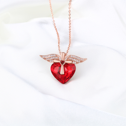 Heart-shaped Crystal Necklace Birthstone Necklace Gifts For Her-Jessemade AU