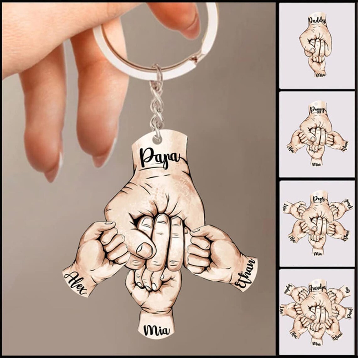 Personalised Fist Bump Keychain Engrave 2 Names Acrylic Keyring Father's Day Gifts-Jessemade AU