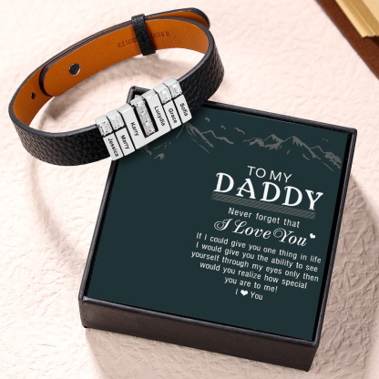 Customised Leather Bracelet with Beads Engraved 4 Names Bangle for Him-Jessemade AU