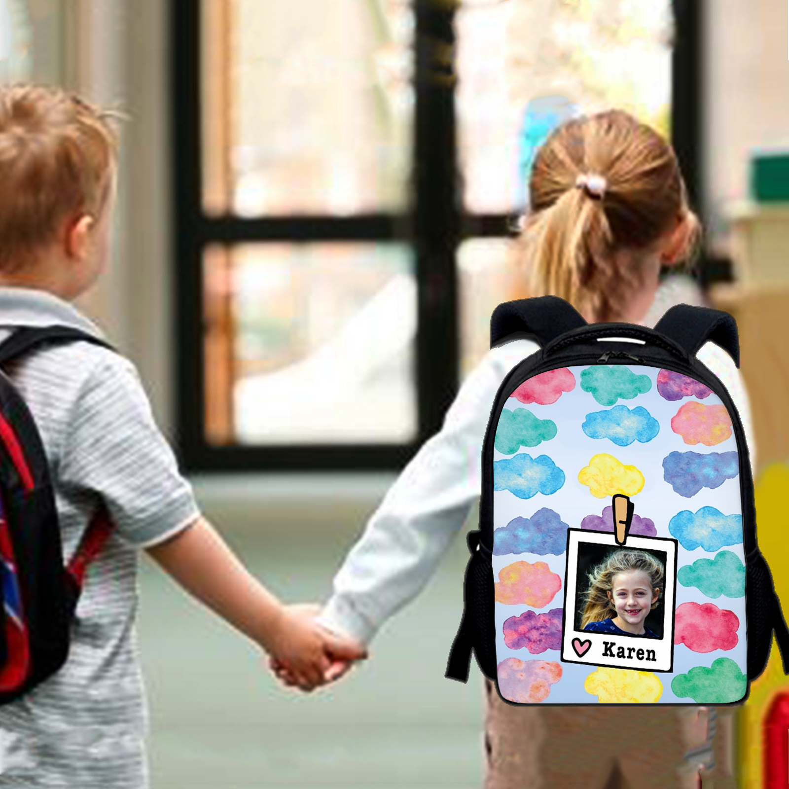 Personalised School Bag Custom Name And Photo Schoolbag Clound Backpack for Kids-Jessemade AU