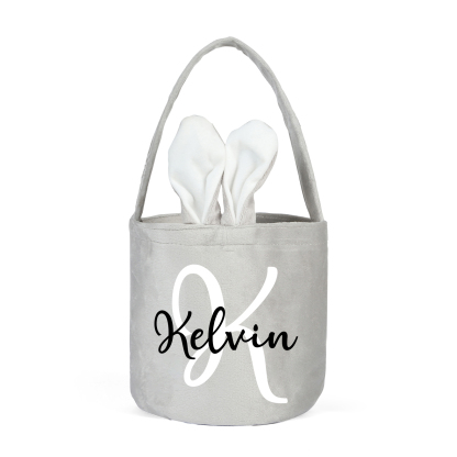 Personalised Bunny Tote Bag Customised with Name & Letter Bucket Bag Bunny Basket Easter Gifts-Jessemade AU