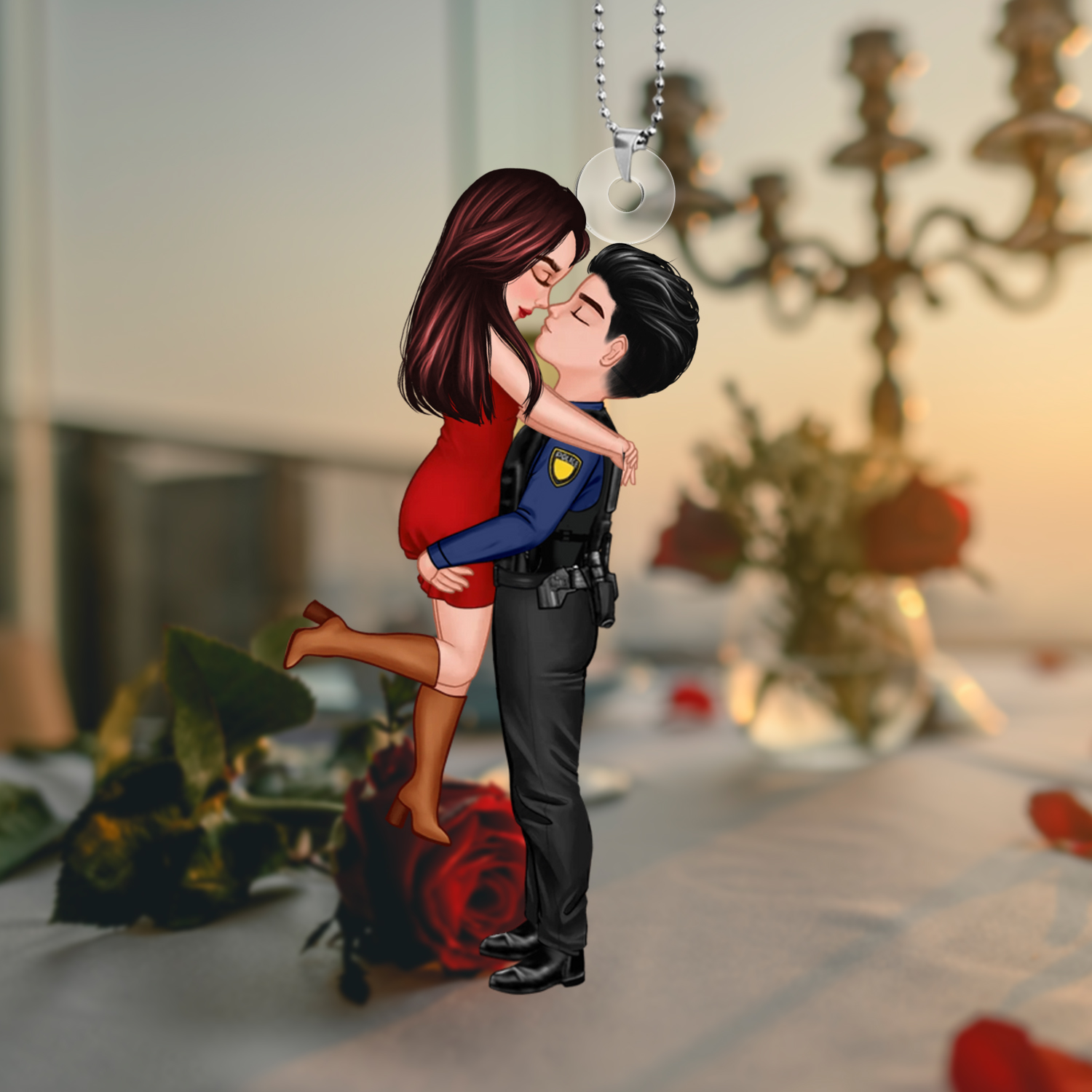Personalised Couple Hugging Ornament Acrylic Hanging Ornaments Valentine's Day Gifts for Him/Her