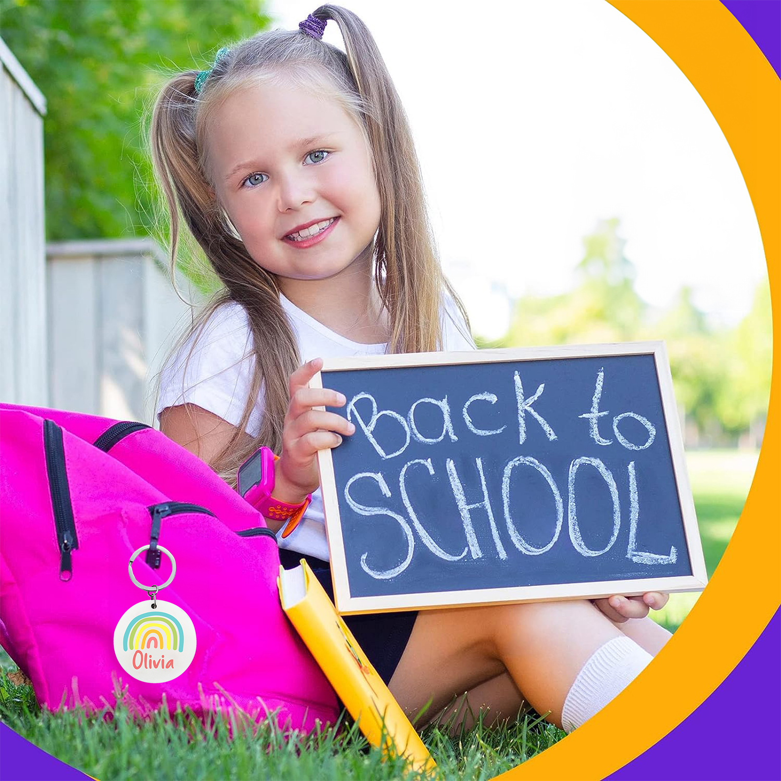 Customised 1 Name Rainbow Keychain Unique Back-to-School Gift for Kids-Jessemade AU