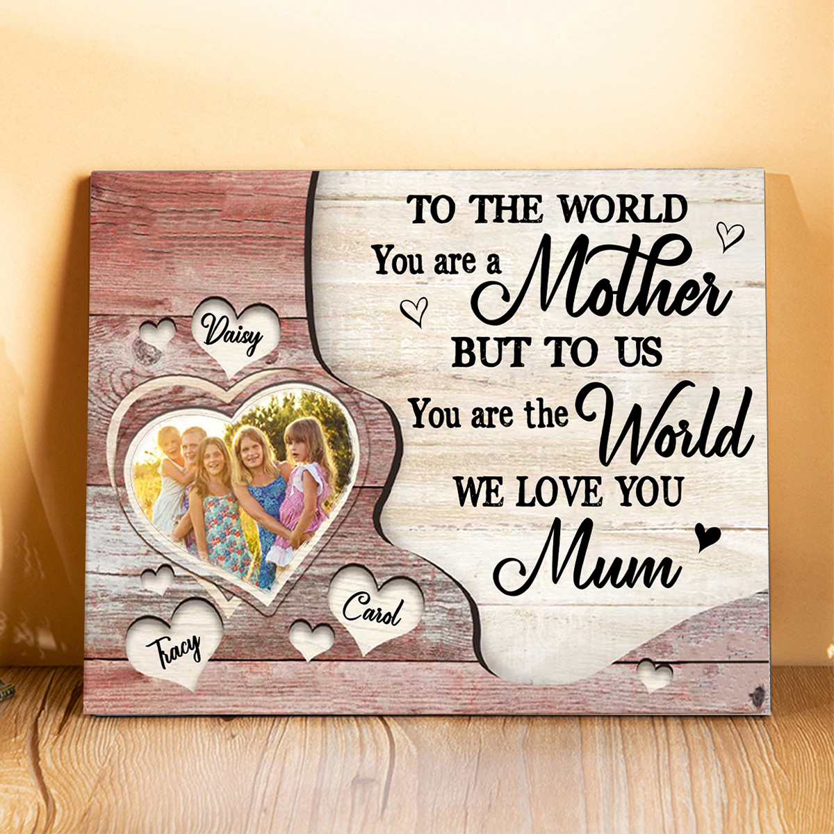 Mother Picture Board Personalised Photo Keepsake With 3 Names Wood Signs Photo Frame Gifts For Mum-Jessemade AU