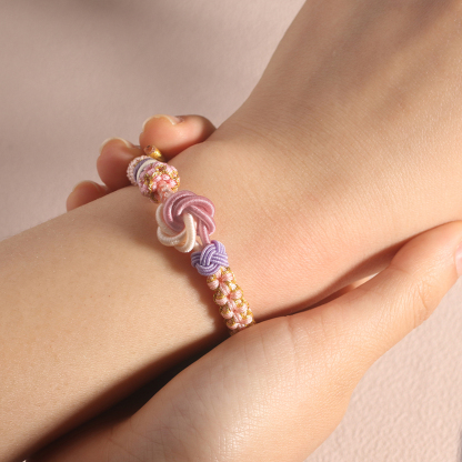 To My Granddaughter Bracelet with Message Card Peach Blossom Knot Braided Bracelet Back To School Gift for Girls Kids-Jessemade AU