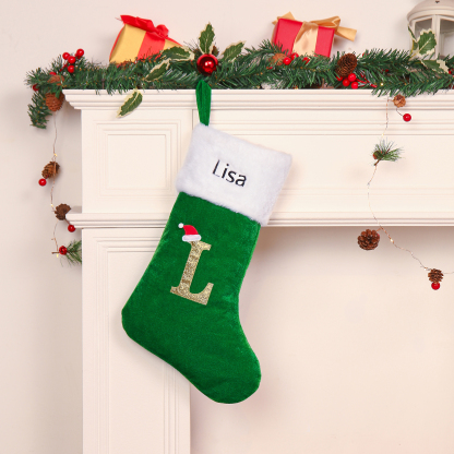 Christmas Letter Stockings Ornaments Custom 1 Name Fireplace Sock Decor Personalised Gifts for Family Friends-Jessemade AU