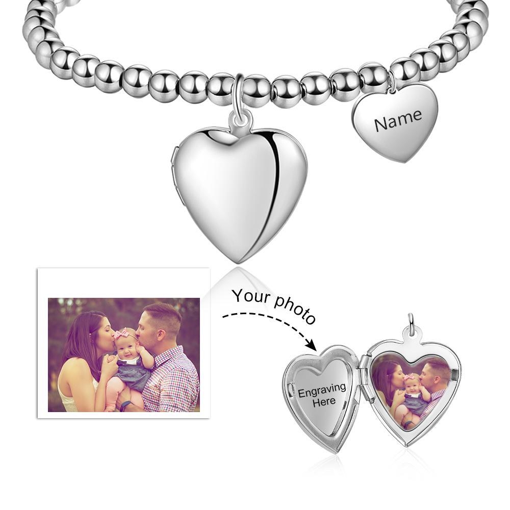 Personalised Heart Photo Locket Bracelet Custom Picture Bracelet Gifts For Her-Jessemade AU