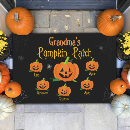 Personalised Halloween Doormat Custom 6 Names Pumpkin Doormat Home Decor - Grandma's Pumpkin Patch-Jessemade AU