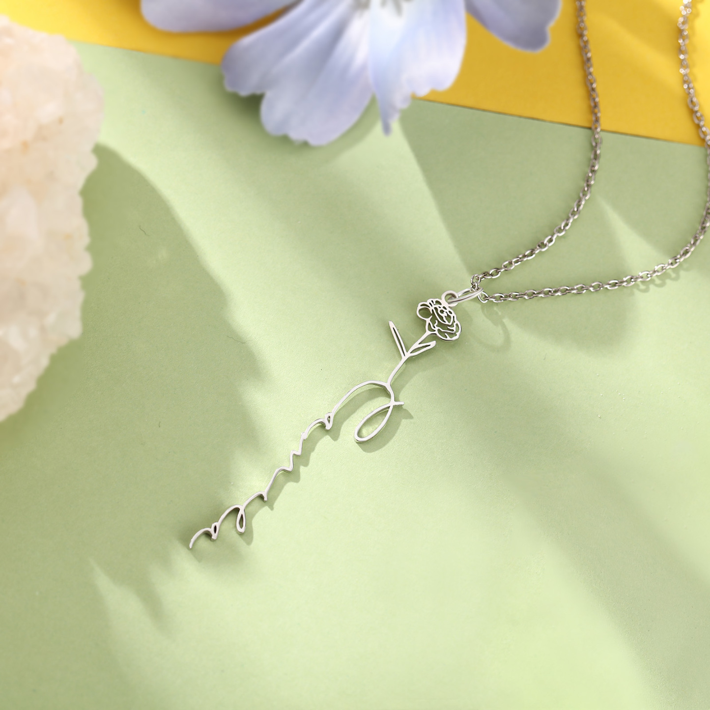 Personalised Birthflower Necklace Custom 1 Name Necklace Gift For Women-Jessemade AU