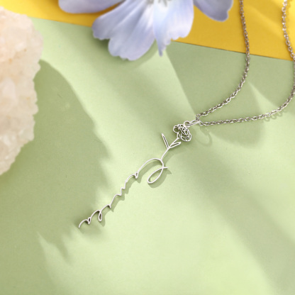 Personalised Birthflower Necklace Custom 1 Name Necklace Gift For Women-Jessemade AU