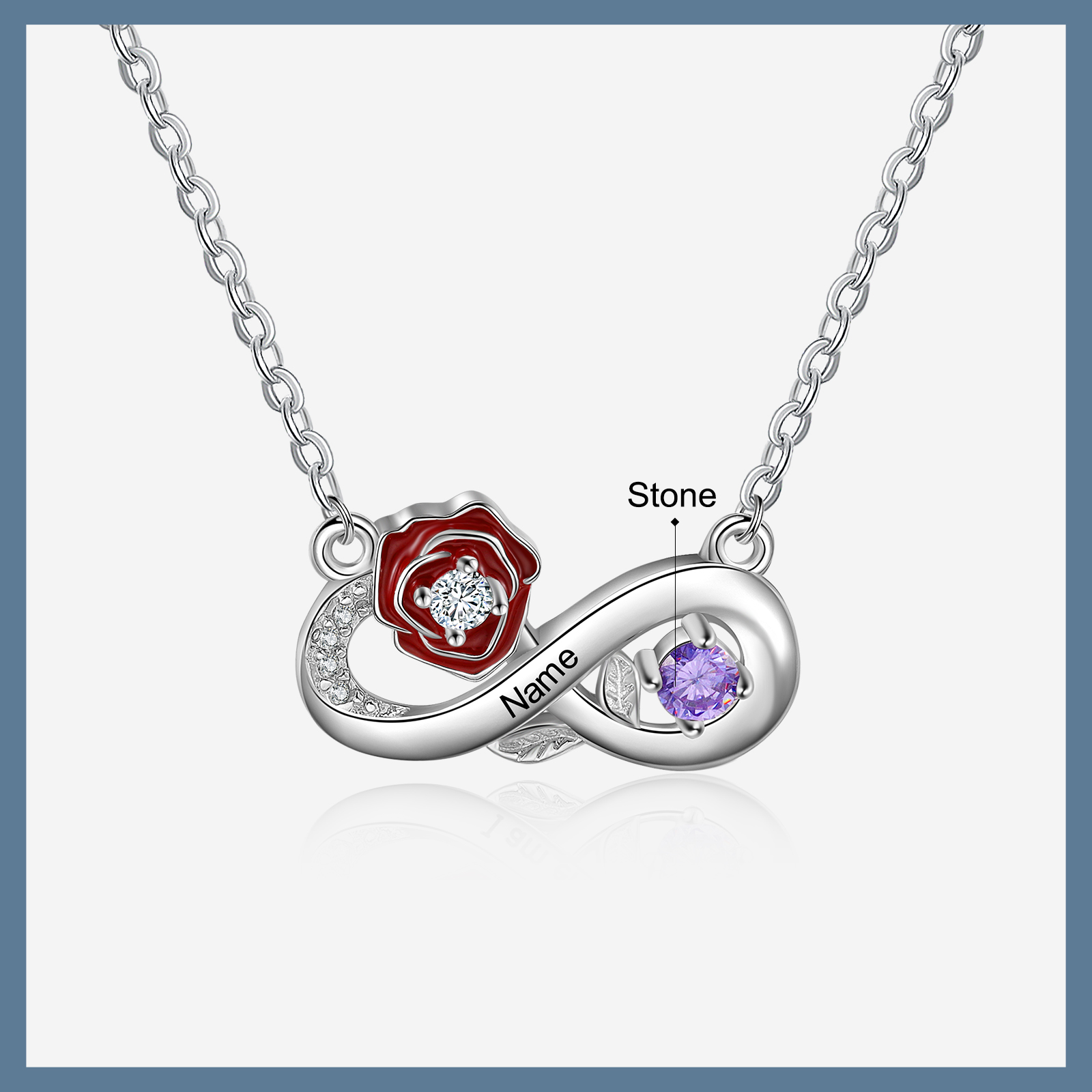 Personalised June Birthflower Necklace With Birthstone Gift For Women-Jessemade AU