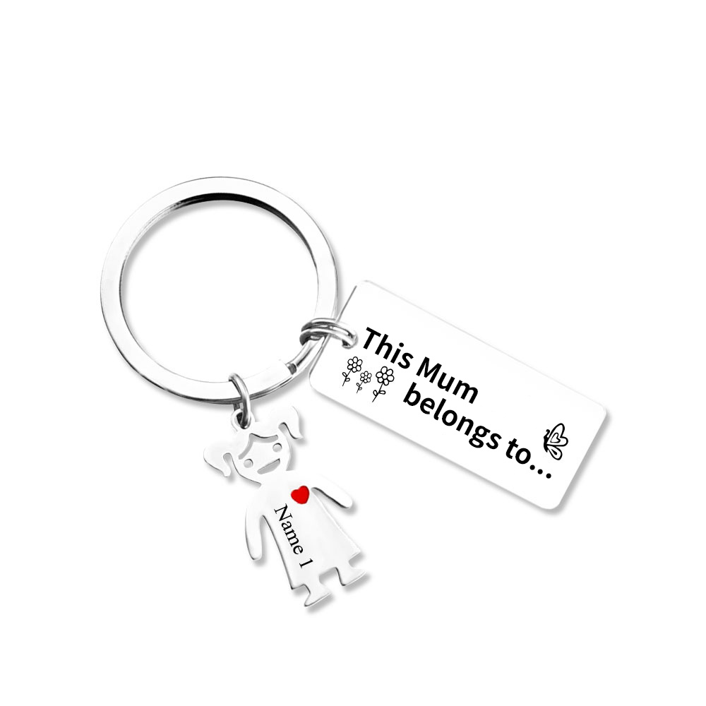 1 Name - Personalised Keychain with Kid Charms Engraved Names Keychain Mother's Day Gift for Mum/Nan-Jessemade AU