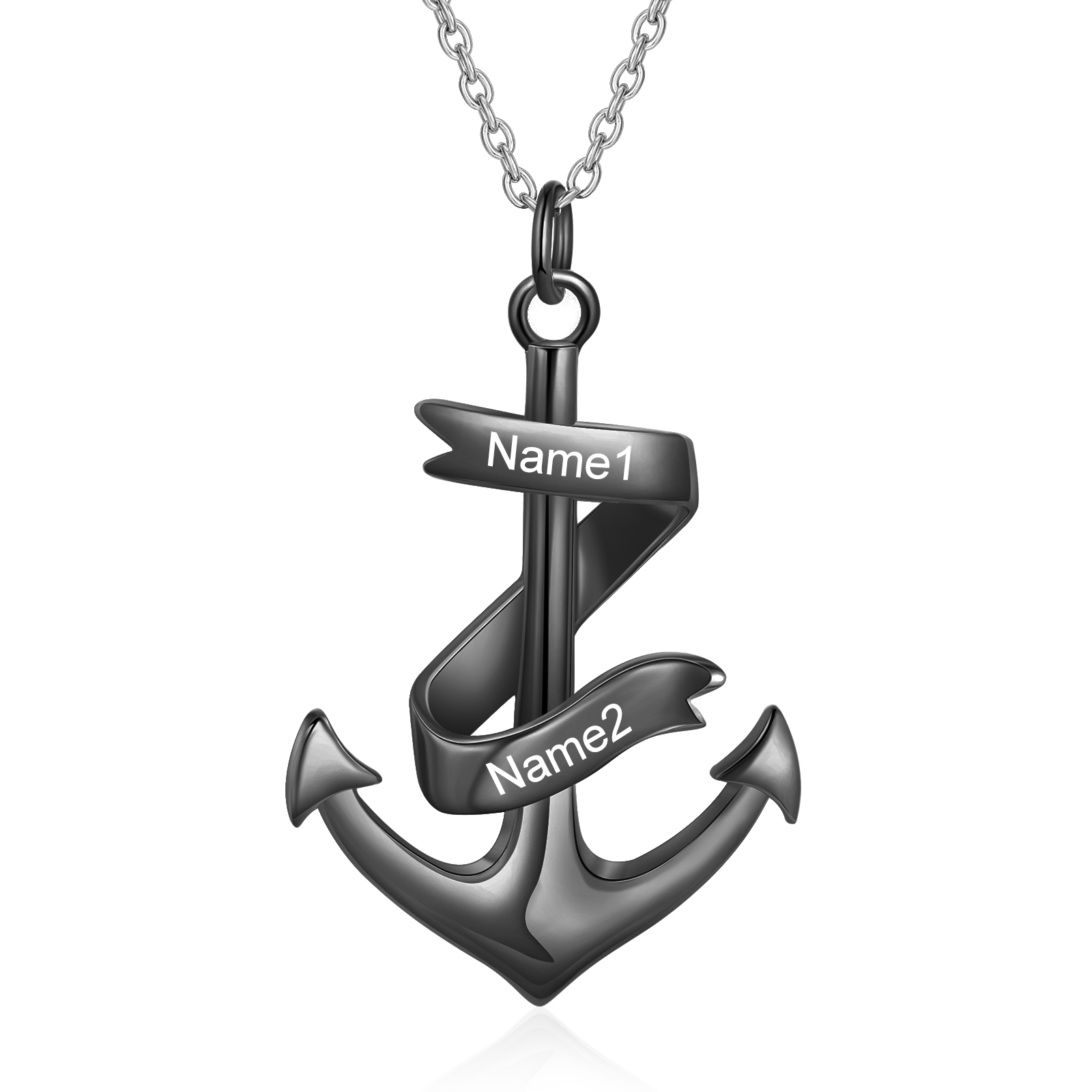 Personalised Pirate Ship Anchor Necklace Engrave 2 Names Necklace For Dad-Jessemade AU