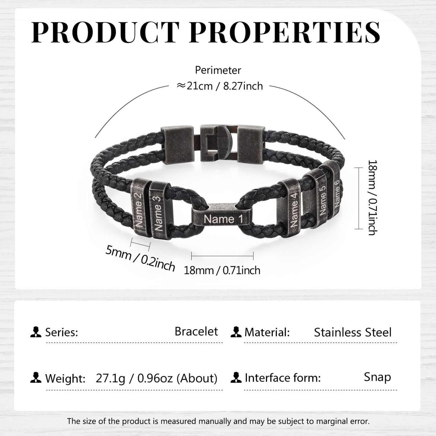 6 Names - Vintage Men's Leather Bracelet Custom Name Bracelet Two Layers Bracelet Personalised Gift for Him-Jessemade AU