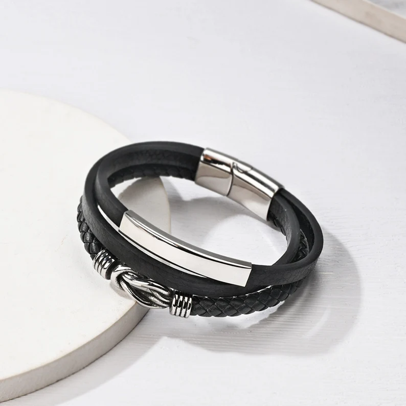 To My Son Infinity Knot Leather Bracelet "Forever Linked Together" Inspirational Gifts For Son-Jessemade AU