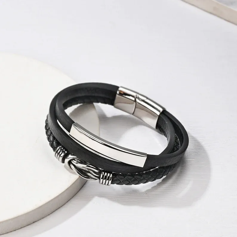 To My Son Infinity Knot Leather Bracelet "Forever Linked Together" Inspirational Gifts For Son-Jessemade AU