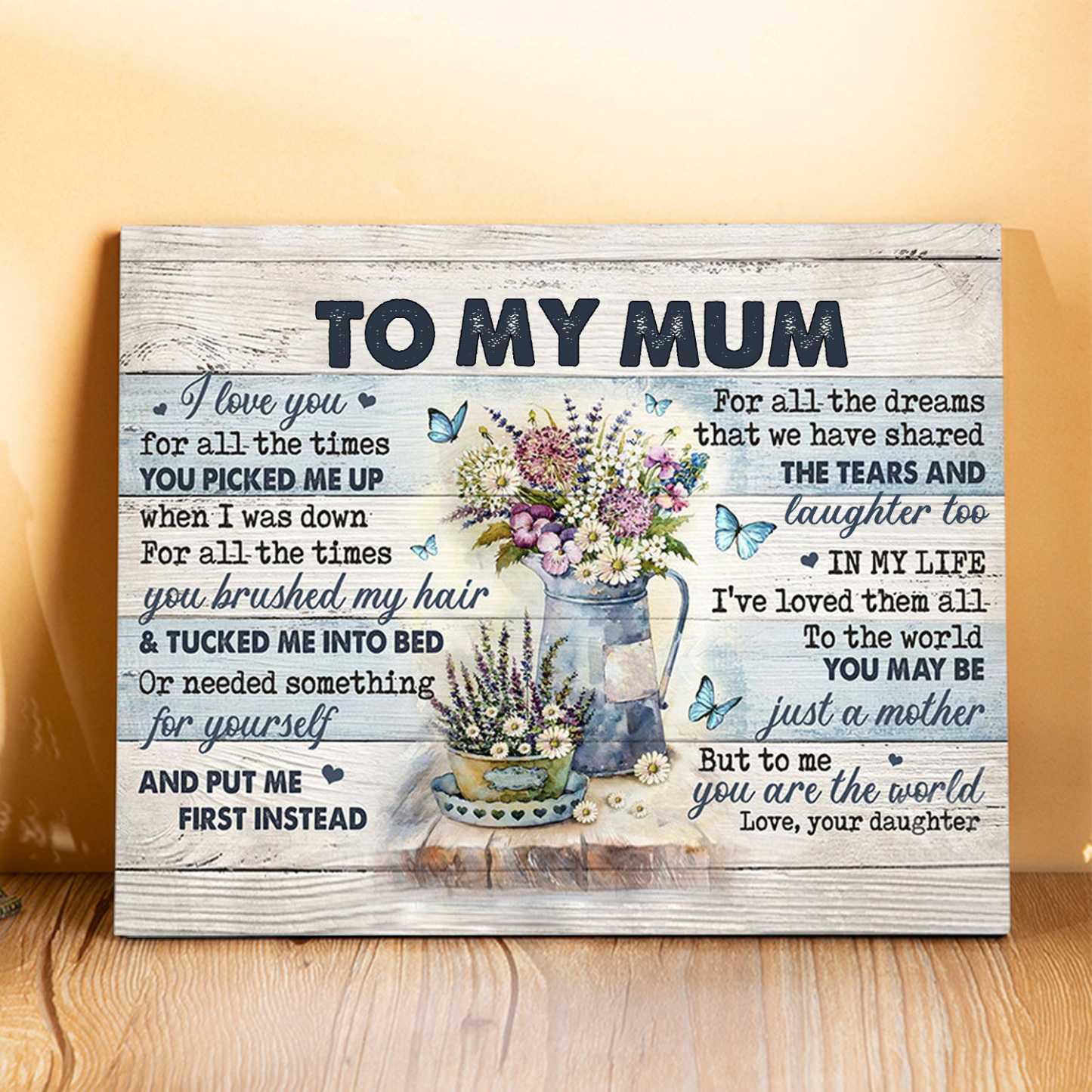 To My Mum Flowers Picture Board Daughter To Mother Keepsake Wood Signs Photo Frame-Jessemade AU