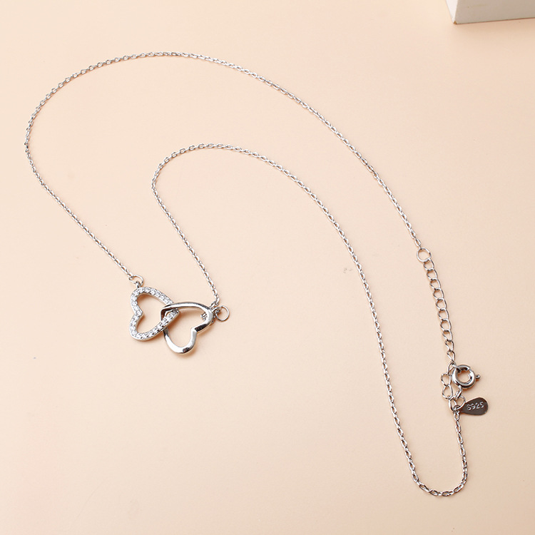 Personalised Double Heart Necklace Engraved 2 Names Gift For Her-Jessemade AU