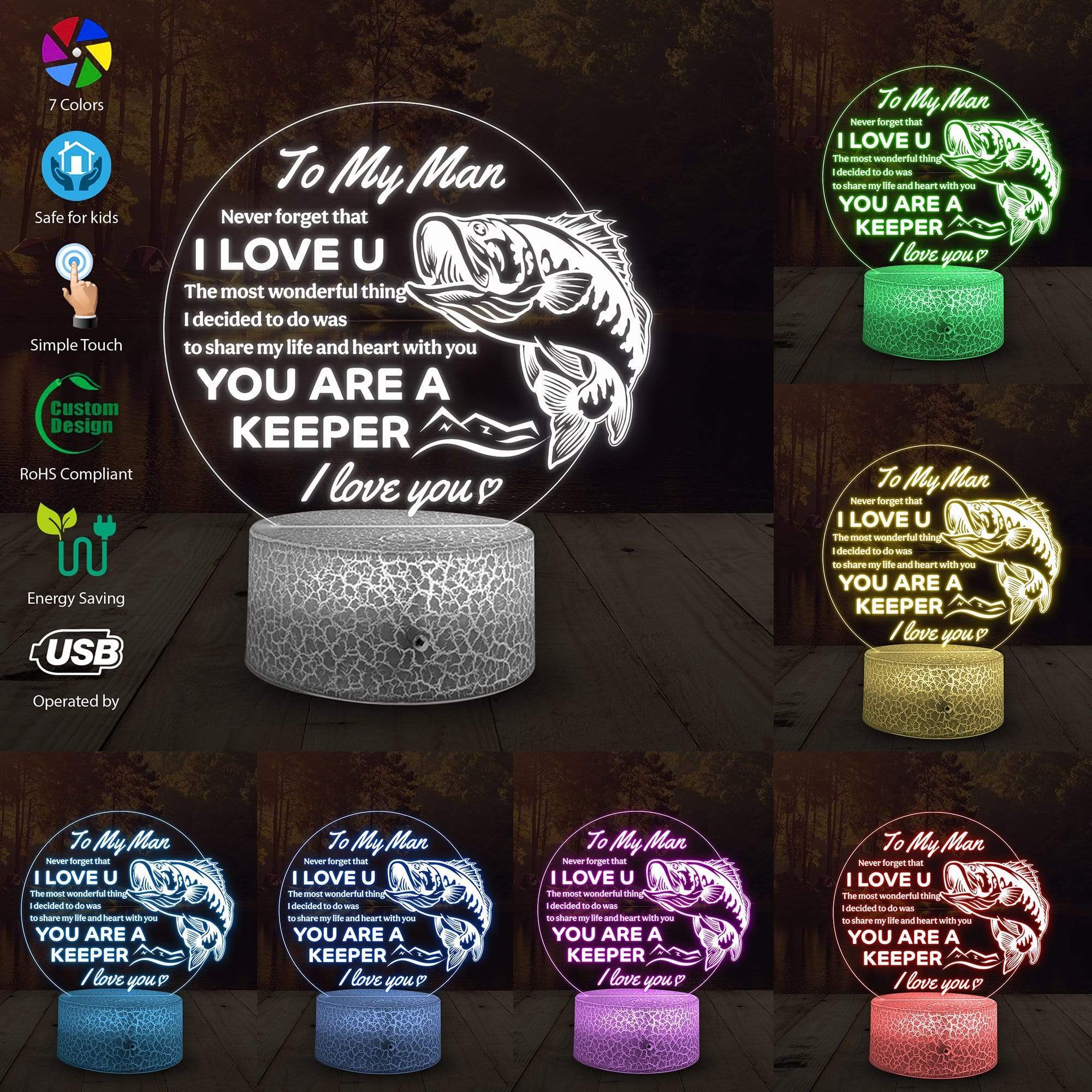 Never Forget That I Love You, 7 Colours Night Light Gifts For Husband-Jessemade AU