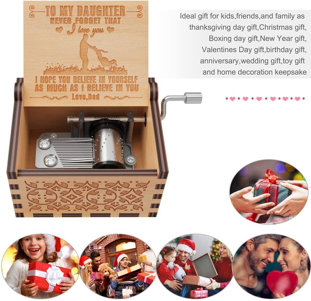 To My Daughter-Exquisite Wooden Music Box From Dad To Daughter-Jessemade AU