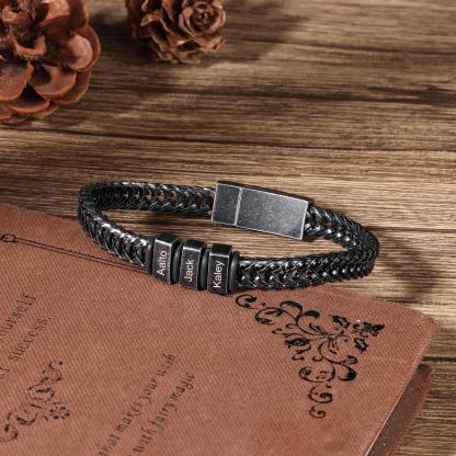 3 Names - Men's Vintage Bracelet Customised Name Stainless Steel Bracelet Personalised Gift for Him-Jessemade AU