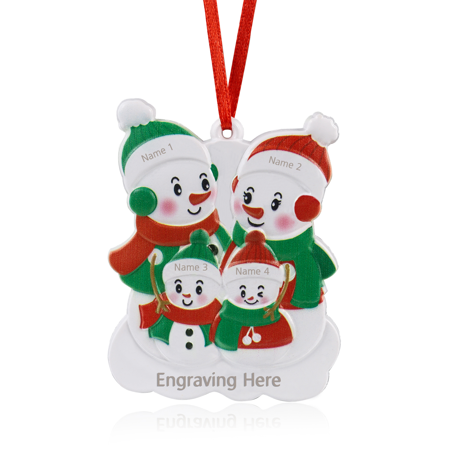 Personalised 4 Names & Text Snowman Christmas Ornament Resin Christmas Tree Pendant for Family-Jessemade AU