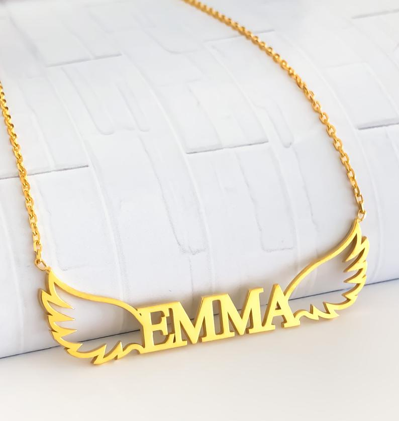 Personalised Wings Necklace Custom 1 Name Necklace Gift For Her-Jessemade AU