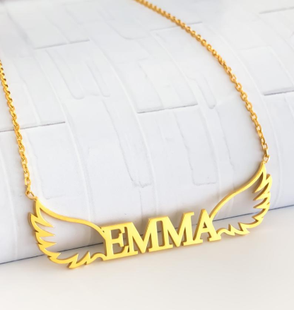 Personalised Wings Necklace Custom 1 Name Necklace Gift For Her-Jessemade AU