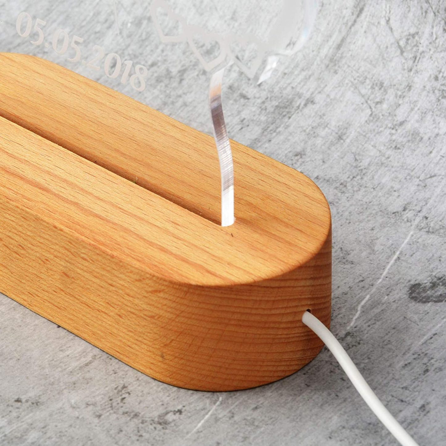 Personalised Heart Balloon Night Light Engraving 2 Names Infinite Love Style Wooden Lamp-Jessemade AU