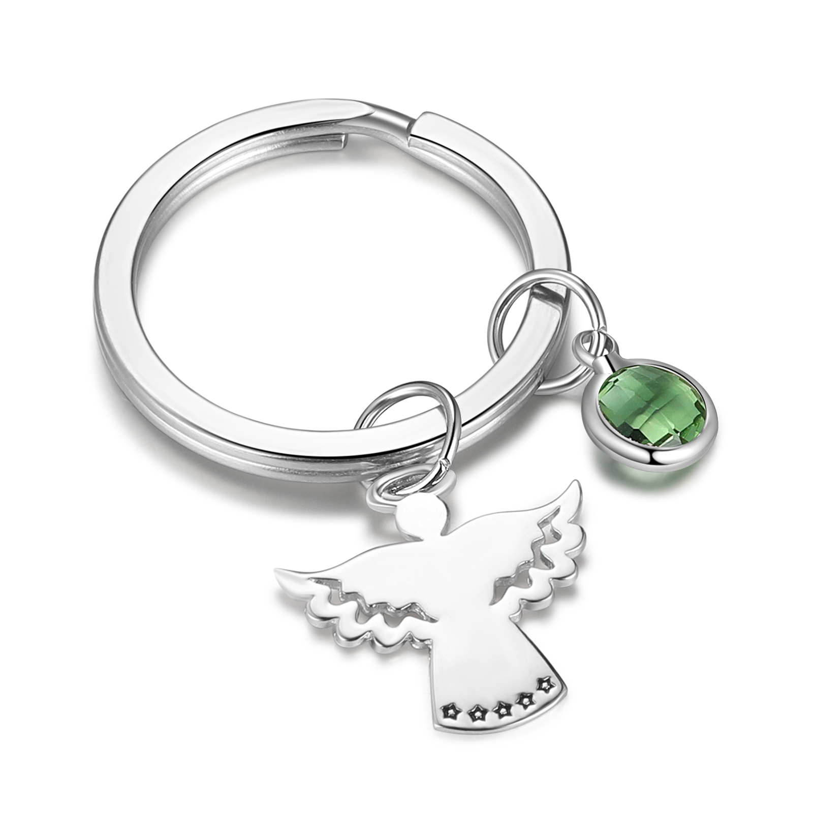 Personalised Guardian Angel Keychain Customised Name & Birthstone Stainless Steel Keyring Special Gift-Jessemade AU
