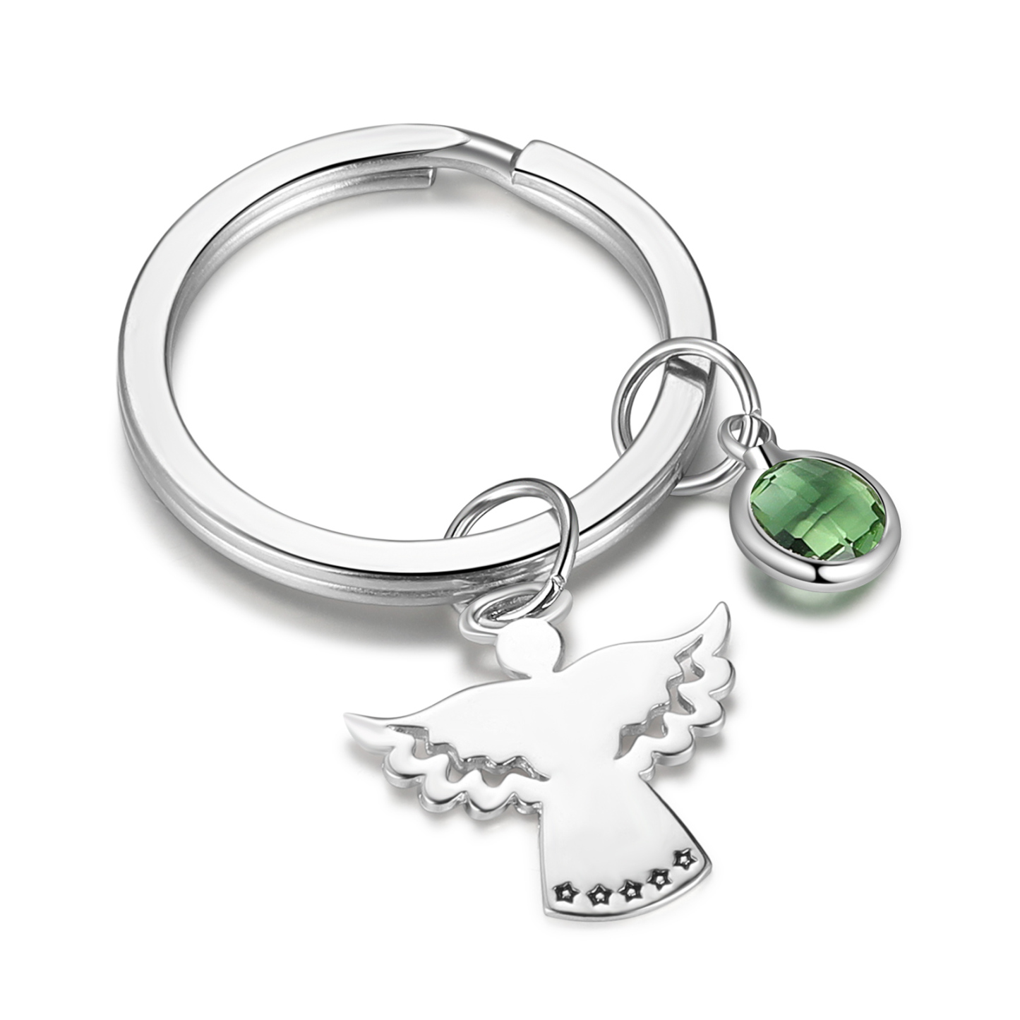 Personalised Guardian Angel Keychain Customised Name & Birthstone Stainless Steel Keyring Special Gift-Jessemade AU