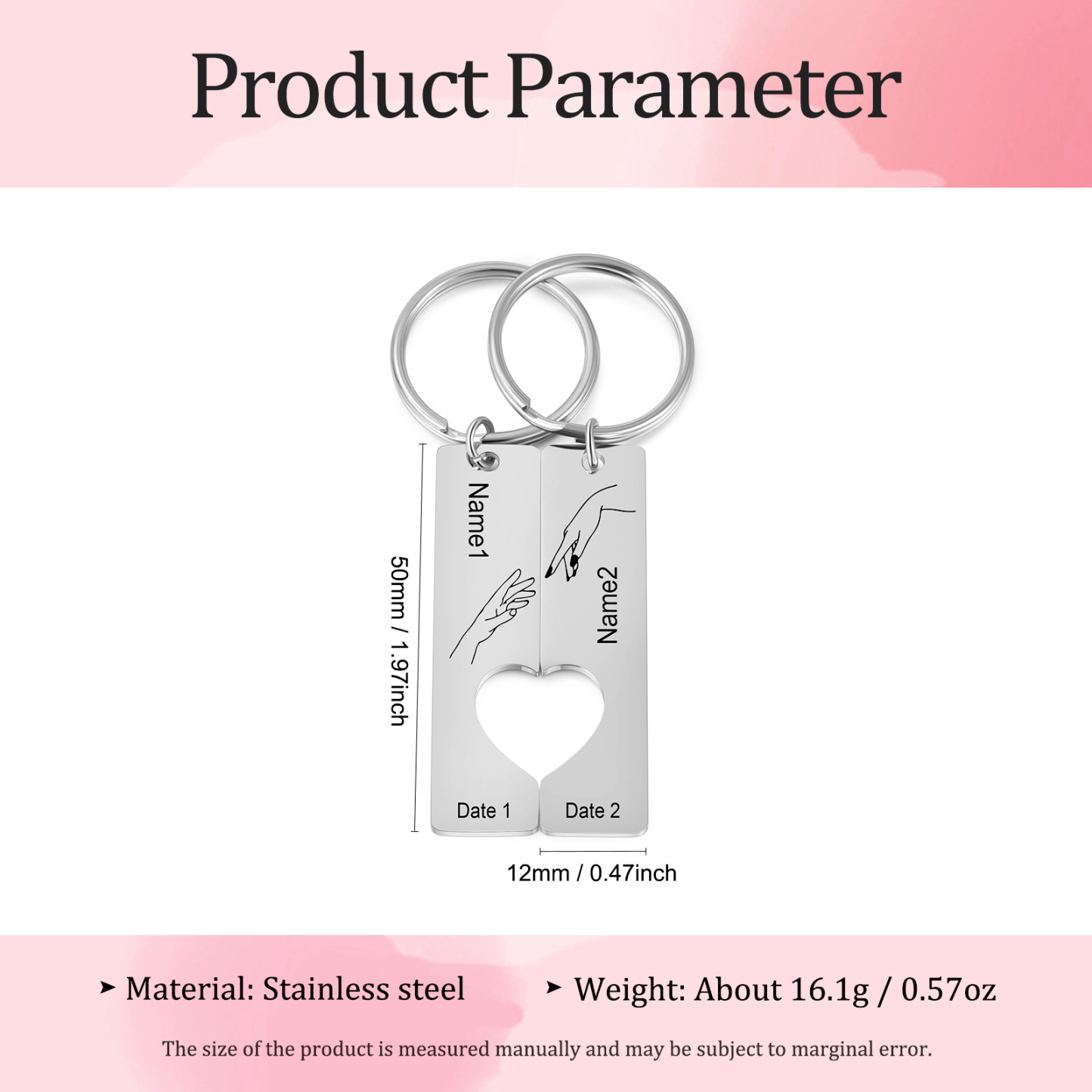 Personalised Promise Couple Keychain Set Engrave Name Heart Matching Couple Gifts-Jessemade AU