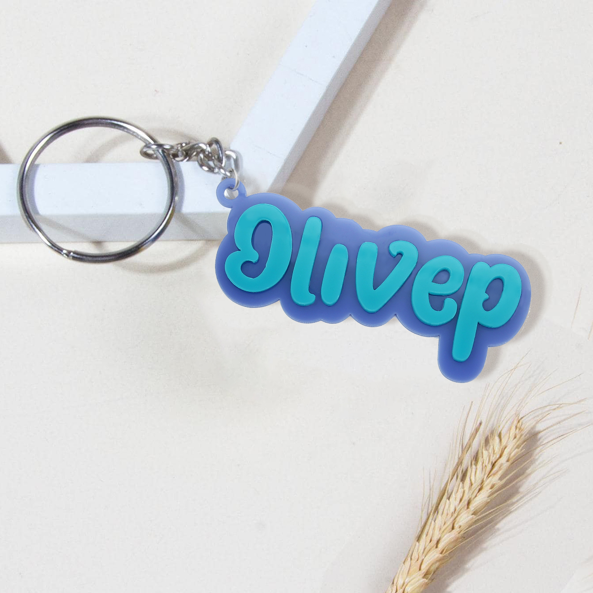 Customise 1 Name Keychain Blue Keychain Back to School Gifts for Kids-Jessemade AU