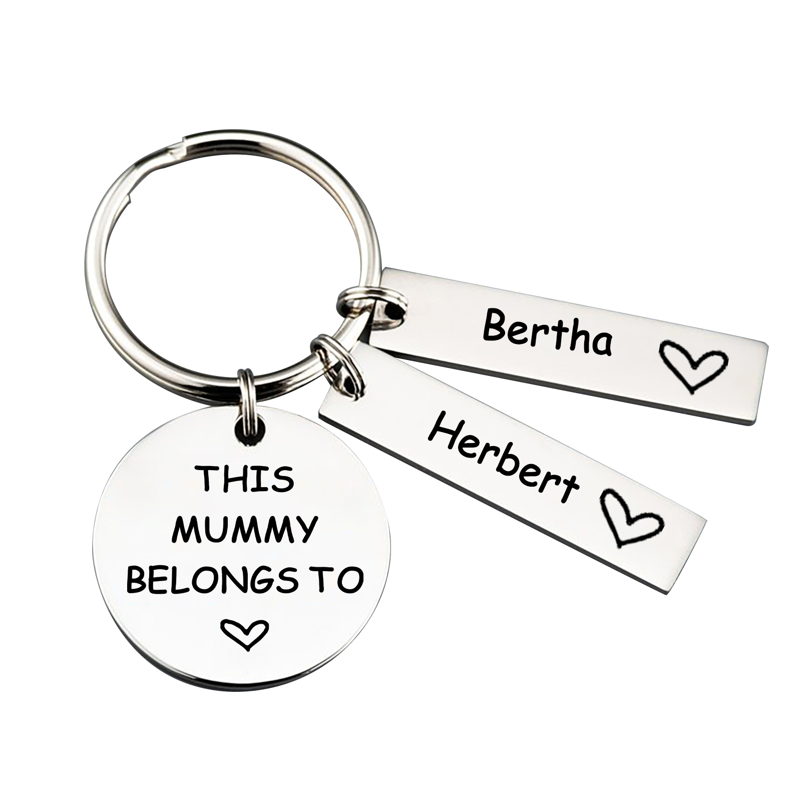 2 Names - Personalised Name Keychain Stainless Steel Keychain Special Gift for Mummy/Dad-Jessemade AU