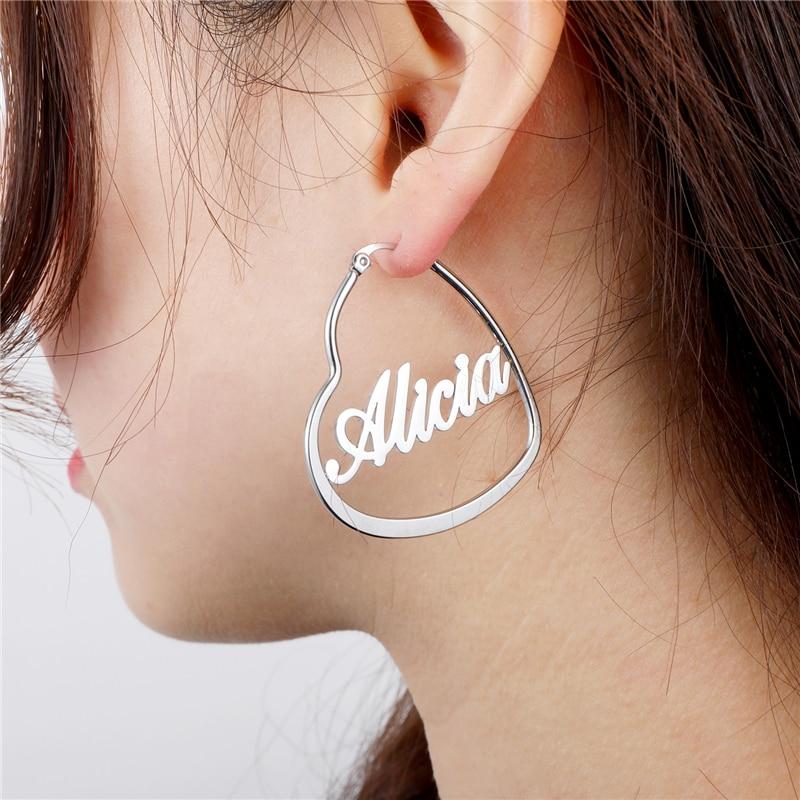 Personalised Heart Name Earring Customised Name Earrings Gifts for Her-Jessemade AU