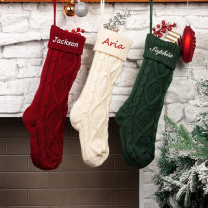 Christmas Needlepoint Stockings Personalised Name Knitting Stockings Decoration-Jessemade AU