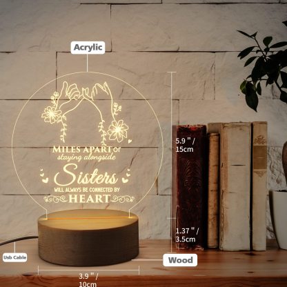 To My Sister - Sisters will always be connected by heart Night Light LED Lamp Bedroom Decoration For Sister-Jessemade AU