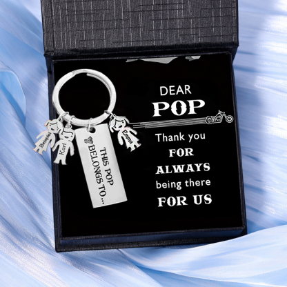 3 Names-Personalised 3 Children's Name Keychain-To My Dad-Gift Box Gift Card Set-Jessemade AU