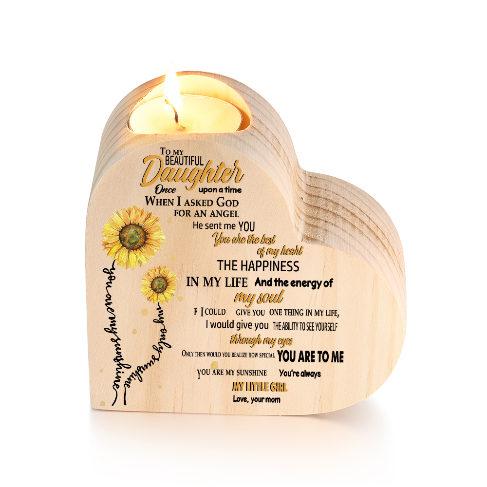 To My Daughter Wooden Candle Holder "You Are My Sunshine" Gifts For Daughter-Jessemade AU