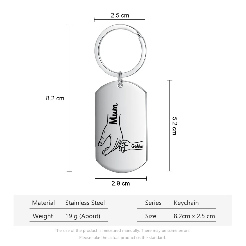 2 Names - Personalised Name Keychain Holding Hands Keychain Mother's Day Gifts For Grandma/Mother-Jessemade AU