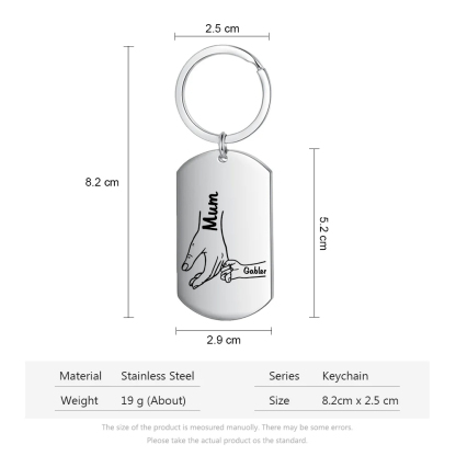2 Names - Personalised Name Keychain Holding Hands Keychain Mother's Day Gifts For Grandma/Mother-Jessemade AU