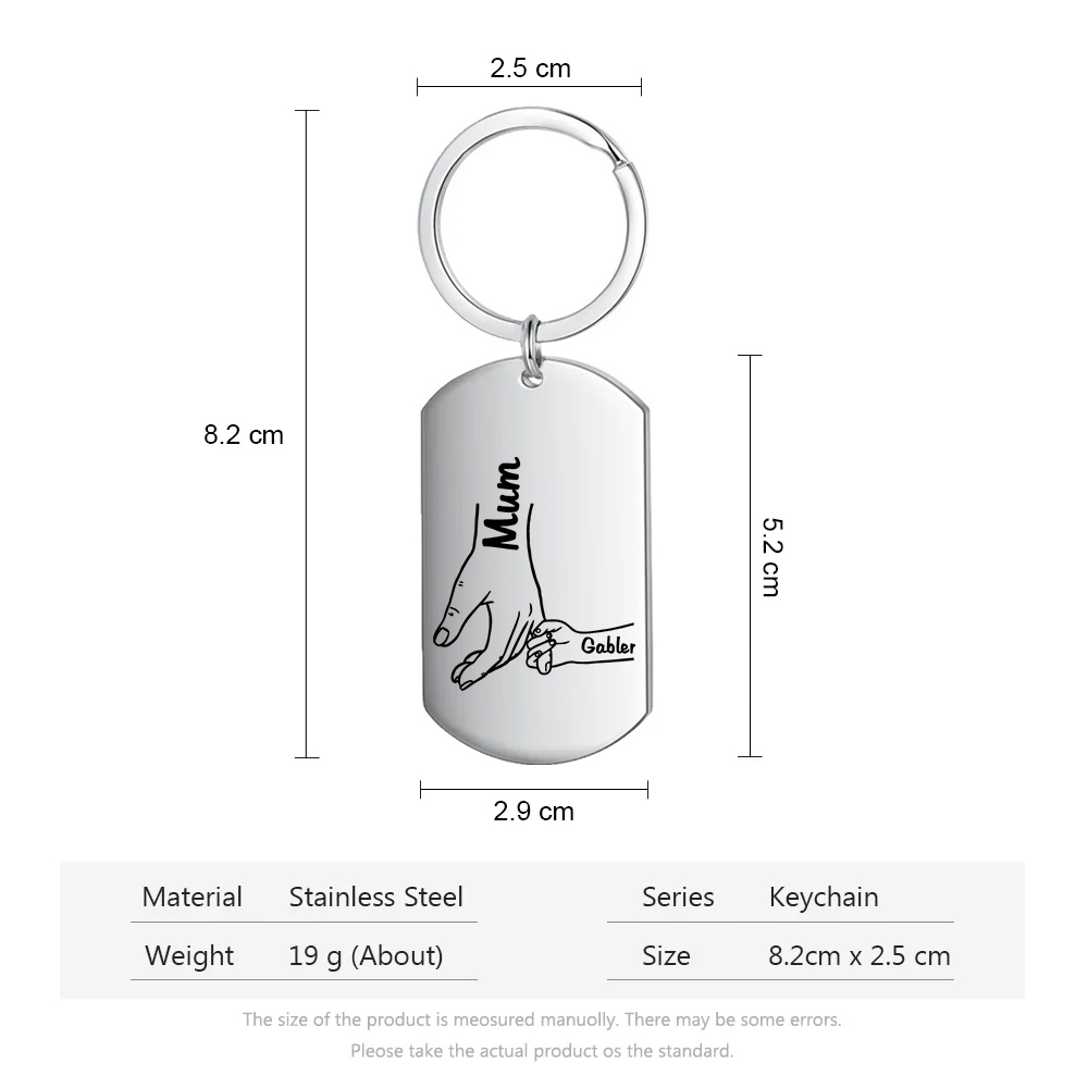 2 Names - Personalised Name Keychain Holding Hands Keychain Mother's Day Gifts For Grandma/Mother-Jessemade AU