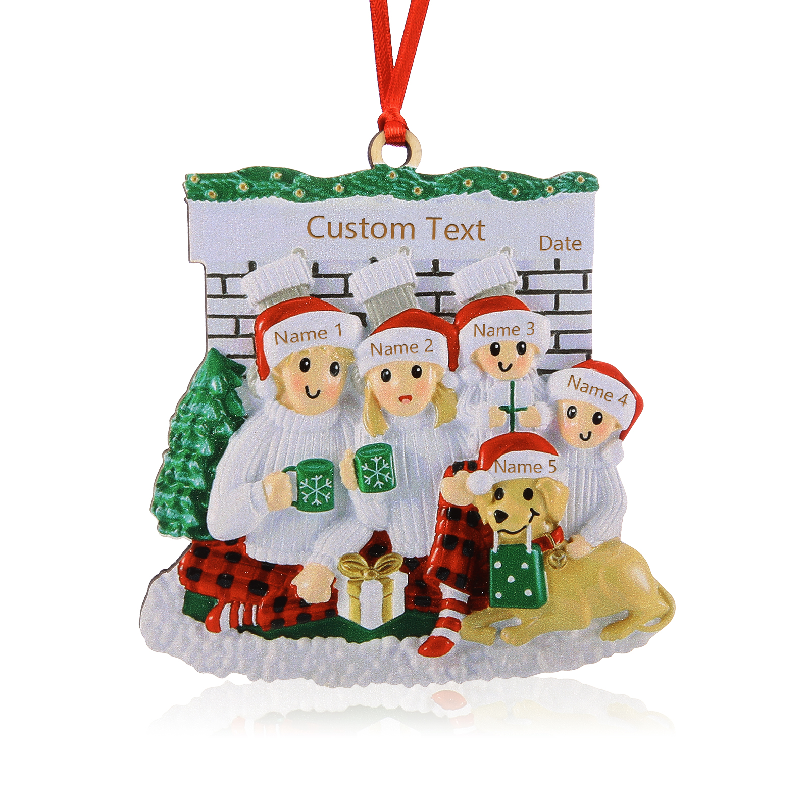 5 Names - Personalised Christmas Ornaments Customised Text & Date Xmas Wooden Decor Gifts for Family Friends-Jessemade AU