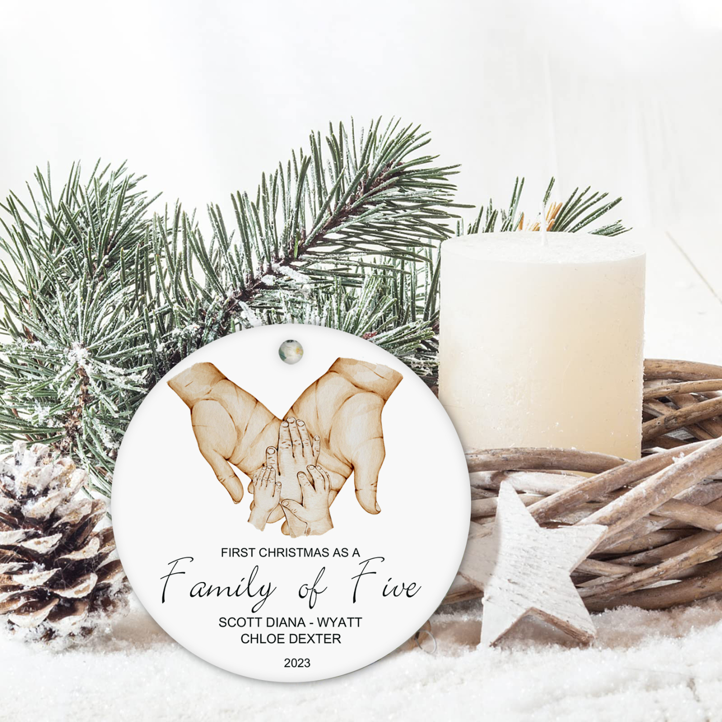 Personalised Christmas Tree Ornaments Wooden Palm Christmas Pendant Custom Text Gifts for Family Friends-Jessemade AU